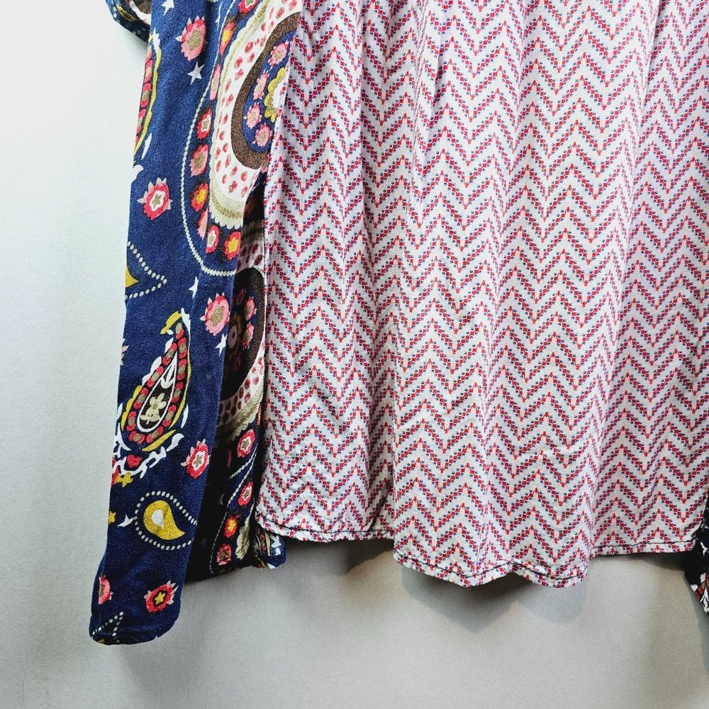 Umgee Tunic Top with Rope Tie, Chevron, Millefiori, Paisley Print Top, Sz M - Picture 5 of 8
